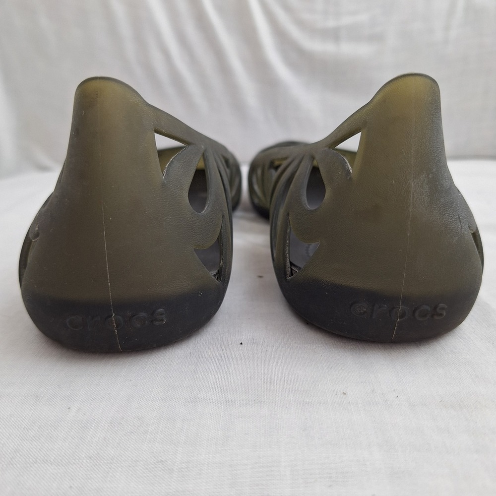 Y2K Whimsigoth Crocs Olive Green Size 9 Adrina Flat II Jelly Ballet Shoes Women - Picture 8 of 10